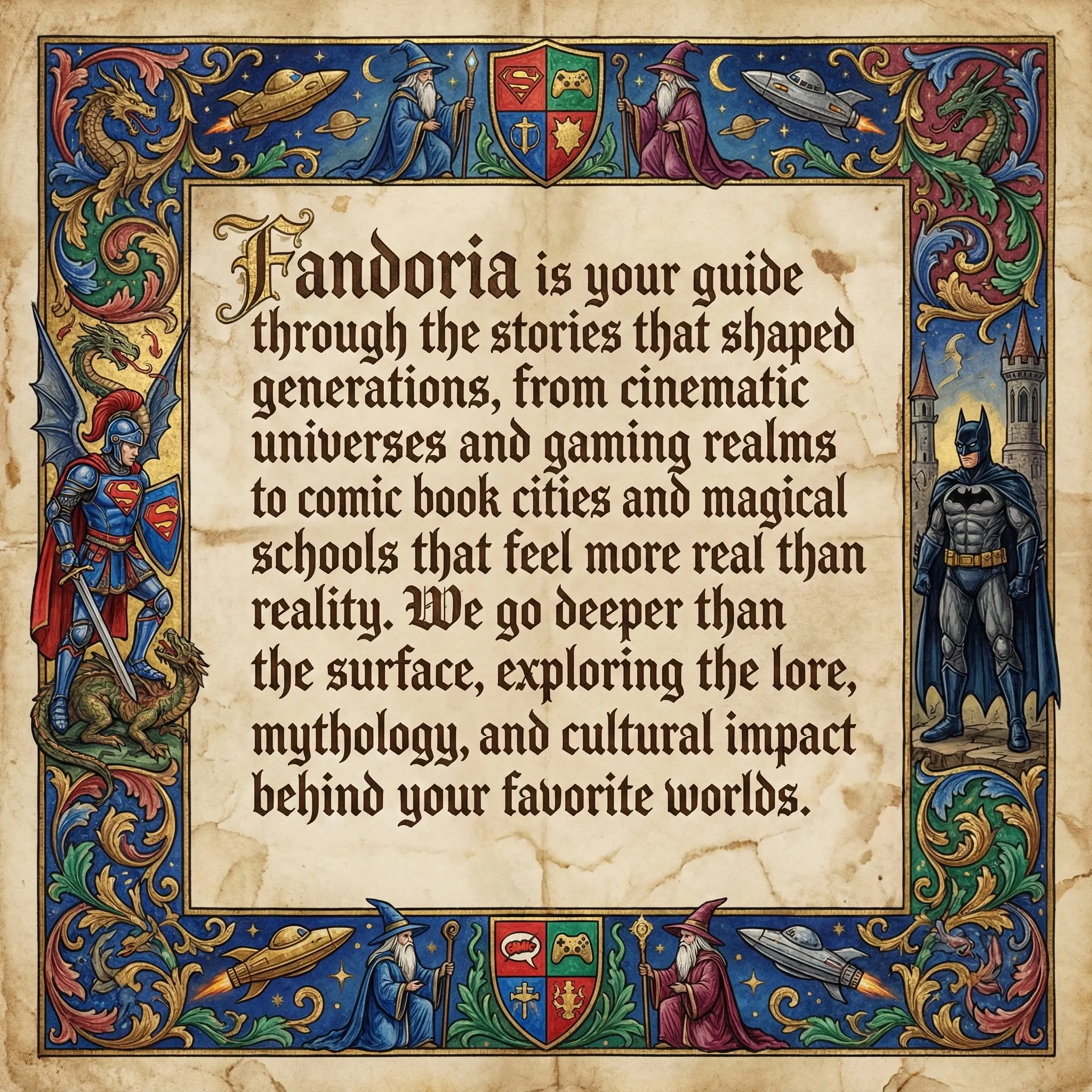 Fandoria is your guide through the stories that shaped generations, from cinematic universes and gaming realms to comic book cities and magical schools that feel more real than reality.We go deeper than the surface, exploring the lore, mythology, and cultural impact behind your favorite worlds.